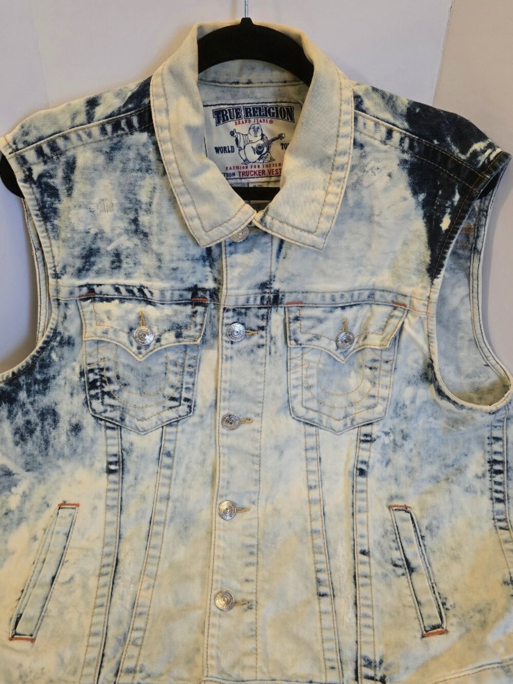 Vintage Stone Washed Trucker Vest by True Religion